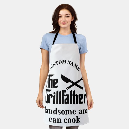 Aangepaste naam De Grillfather chef-kok Schort (Gedragen)