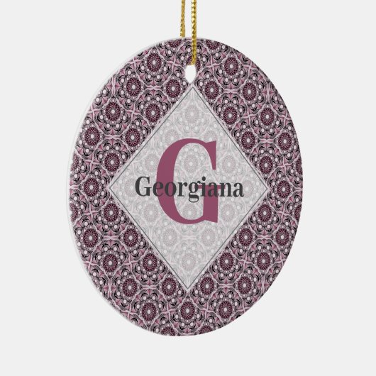 Aangepaste Naam Deco Dusky Roos Cherry Blossom Man Keramisch Ornament (Rechts)