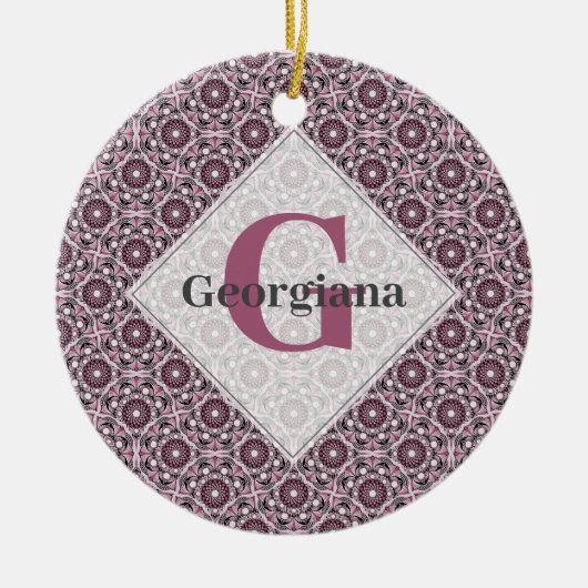 Aangepaste Naam Deco Dusky Roos Cherry Blossom Man Keramisch Ornament (Voorkant)