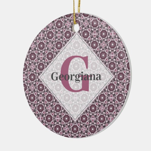 Aangepaste Naam Deco Dusky Roos Cherry Blossom Man Keramisch Ornament (Links)