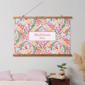 Aangepaste Naam Decor Kleurrijke Bloemen Kwekerij  Hangend Wandkleed (Slaapkamer)