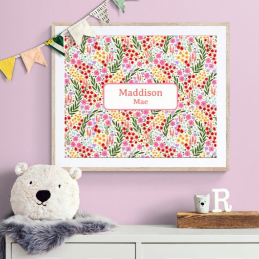Aangepaste Naam Decor Kleurrijke Bloemen Kwekerij Poster