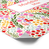 Aangepaste Naam Decor Kleurrijke Bloemen Kwekerij Poster (Hoek)