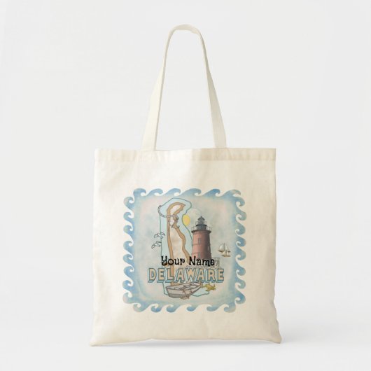 Aangepaste naam Delaware Lighthouse Tote Bag (Voorkant)