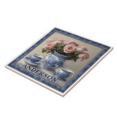 Aangepaste naam Delfts Blauw Bloemen Vaas Tegeltje (Zijkant)