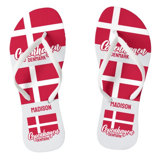 Aangepaste naam Denemarken Vlag Teenslippers (Voetbed)