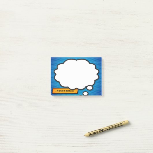 Aangepaste naam denk bubbel leuk stripboek post-it® notes (Op bureau)