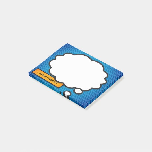 Aangepaste naam Denk Bubbel Pret Comic Book Post-it® Notes (Schuin)