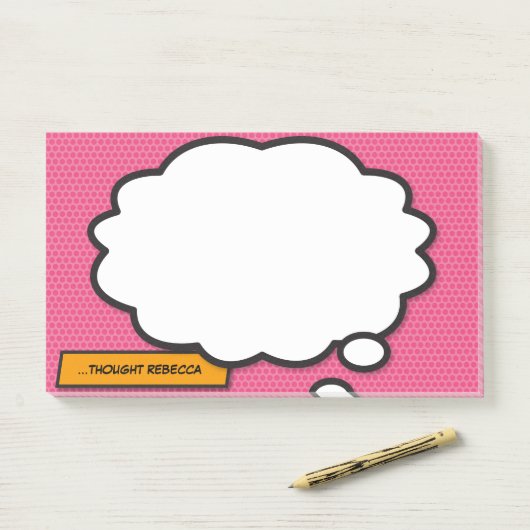 Aangepaste naam Denk Bubble Leuk Retro Stripboek Post-it® Notes (Op bureau)