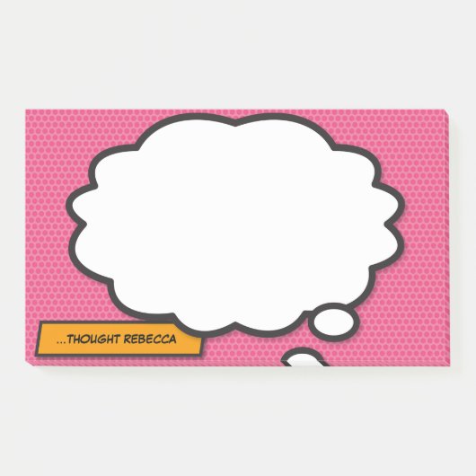 Aangepaste naam Denk Bubble Leuk Retro Stripboek Post-it® Notes (Voorkant)