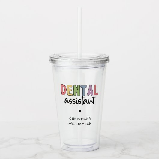 Aangepaste naam Dental Assistant Cadeaubon Acryl Drinkbeker (Voorkant)