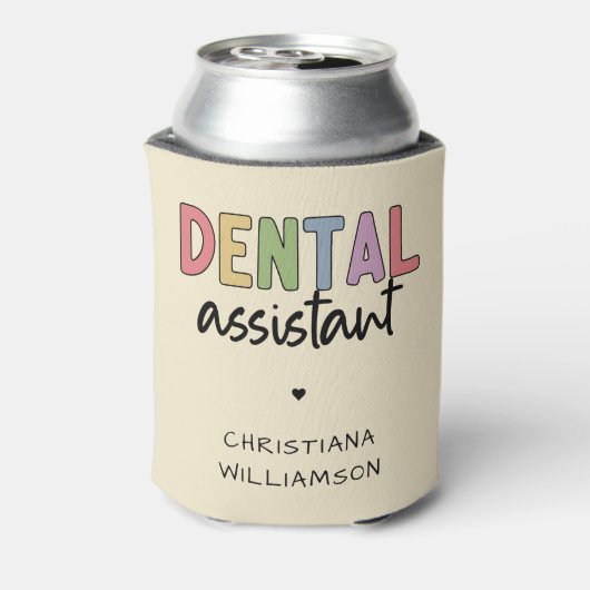Aangepaste naam Dental Assistant Cadeaubon Blikjeskoeler (Blikje Achterkant)