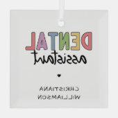Aangepaste naam Dental Assistant Cadeaubon Glas Ornament (Achterkant)