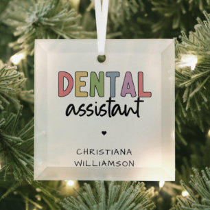 Aangepaste naam Dental Assistant Cadeaubon Glas Ornament