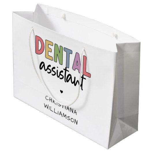 Aangepaste naam Dental Assistant Cadeaubon Groot Cadeauzakje (Achterkant Gekanteld)