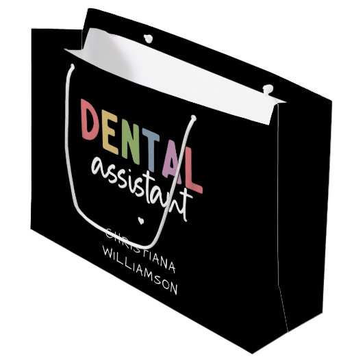 Aangepaste naam Dental Assistant Cadeaubon Groot Cadeauzakje (Voorkant Gekanteld)
