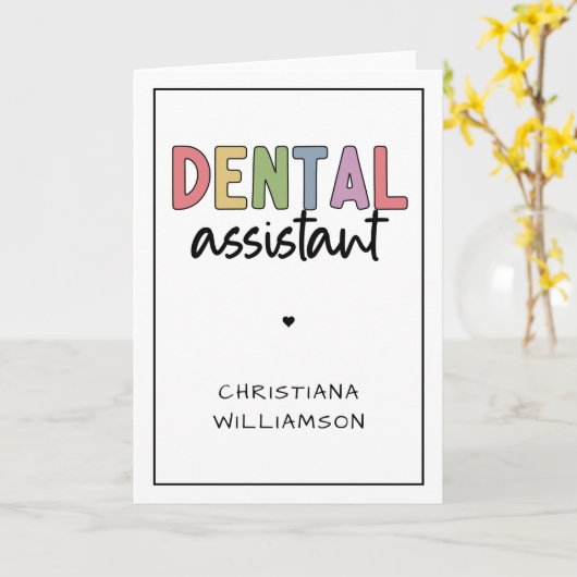 Aangepaste naam Dental Assistant Cadeaubon Kaart (Gele Bloem)
