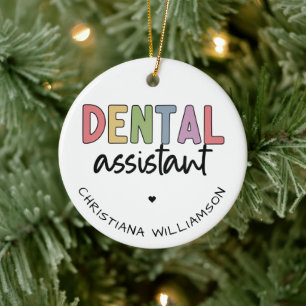 Aangepaste naam Dental Assistant Cadeaubon Keramisch Ornament