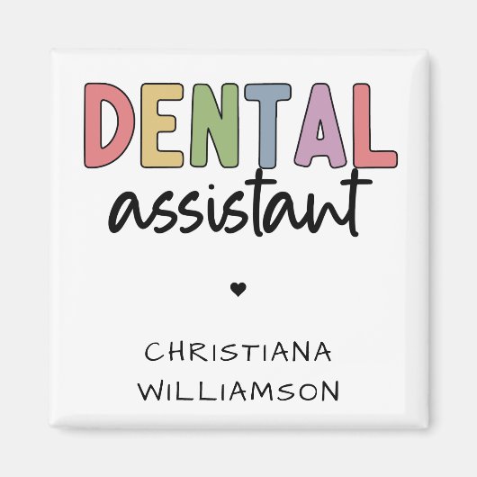 Aangepaste naam Dental Assistant Cadeaubon Magneet (Voorkant)