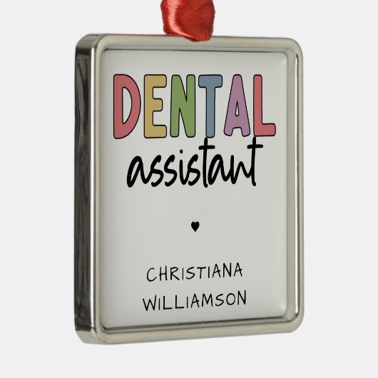 Aangepaste naam Dental Assistant Cadeaubon Metalen Ornament (Rechts)