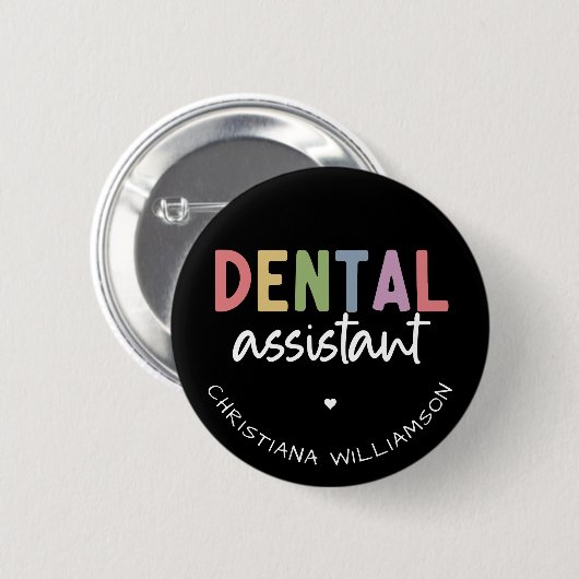 Aangepaste naam Dental Assistant Cadeaubon Ronde Button 5,7 Cm (Voorkant /achterkant)