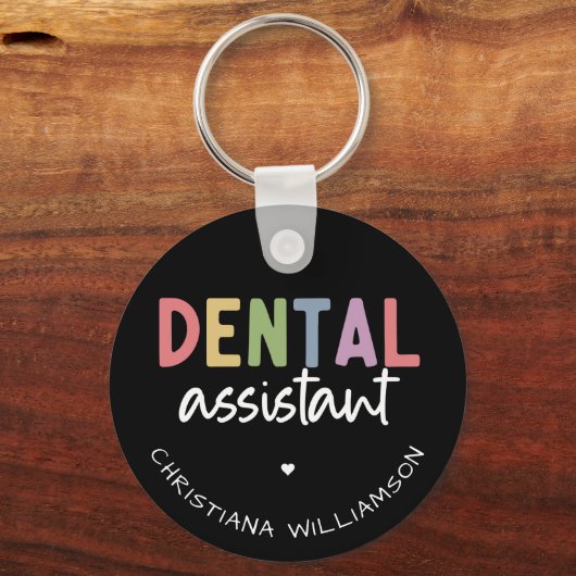 Aangepaste naam Dental Assistant Cadeaubon Sleutelhanger (Voorkant)