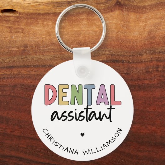 Aangepaste naam Dental Assistant Cadeaubon Sleutelhanger (Voorkant)