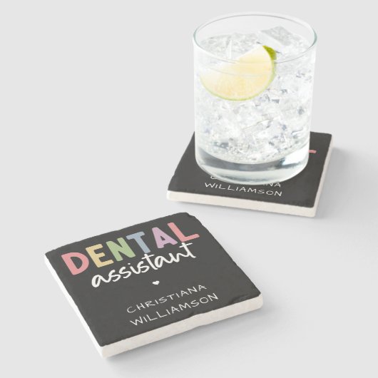 Aangepaste naam Dental Assistant Cadeaubon Stenen Onderzetter (Zijkant)