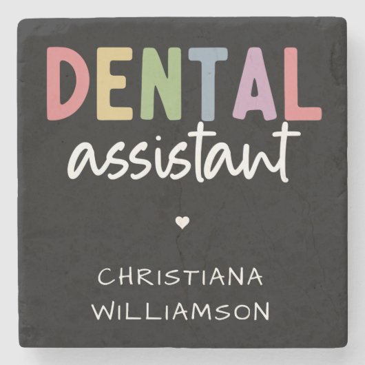 Aangepaste naam Dental Assistant Cadeaubon Stenen Onderzetter (Voorkant)