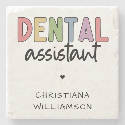 Aangepaste naam Dental Assistant Cadeaubon Stenen Onderzetter (Voorkant)