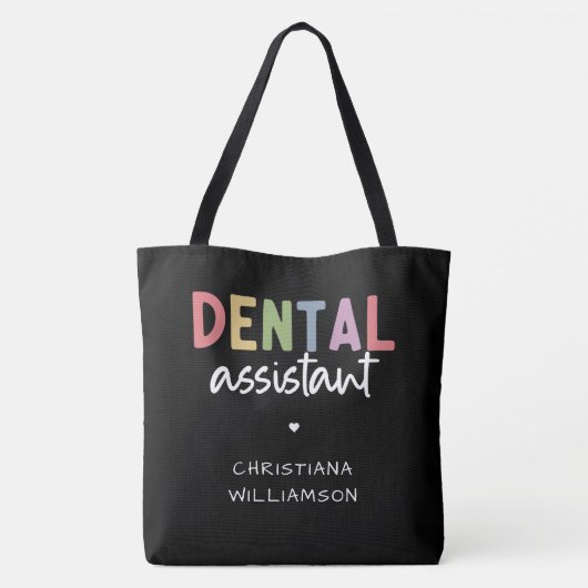 Aangepaste naam Dental Assistant Cadeaubon Tote Bag (Achterkant)
