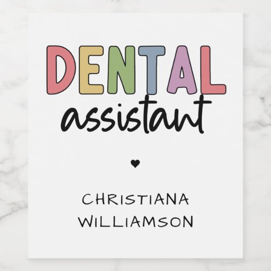 Aangepaste naam Dental Assistant Cadeaubon Wijn Etiket (Enkel label)