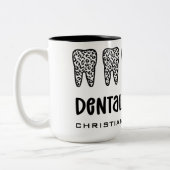 Aangepaste naam Dental Hygienist Leopard Print Tee Tweekleurige Koffiemok (Links)
