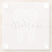 Aangepaste naam Dental Leopard Print Tooth Cadeau Glazen Onderzetter (Achterkant)
