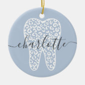 Aangepaste naam Dental Leopard Print Tooth Cadeau Keramisch Ornament (Voorkant)