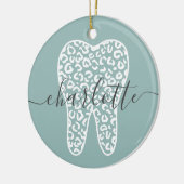 Aangepaste naam Dental Leopard Print Tooth Cadeau Keramisch Ornament (Links)