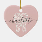 Aangepaste naam Dental Leopard Print Tooth Cadeau Keramisch Ornament (Achterkant)
