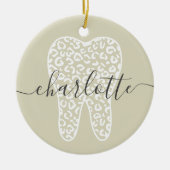 Aangepaste naam Dental Leopard Print Tooth Cadeau Keramisch Ornament (Voorkant)