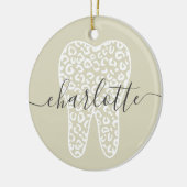 Aangepaste naam Dental Leopard Print Tooth Cadeau Keramisch Ornament (Links)