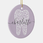 Aangepaste naam Dental Leopard Print Tooth Cadeau Keramisch Ornament (Rechts)