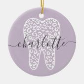 Aangepaste naam Dental Leopard Print Tooth Cadeau Keramisch Ornament (Voorkant)