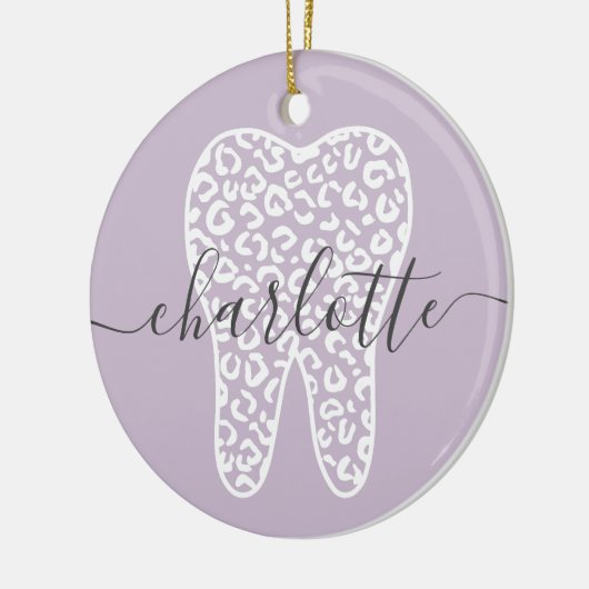 Aangepaste naam Dental Leopard Print Tooth Cadeau Keramisch Ornament (Links)