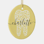 Aangepaste naam Dental Leopard Print Tooth Cadeau Keramisch Ornament (Rechts)