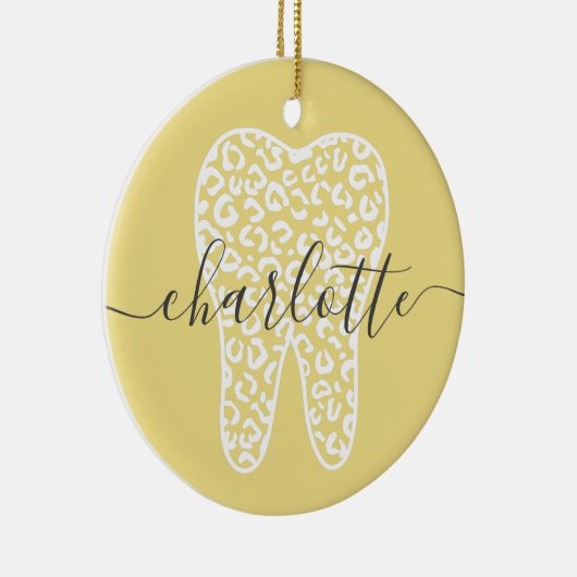 Aangepaste naam Dental Leopard Print Tooth Cadeau Keramisch Ornament (Rechts)