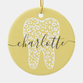 Aangepaste naam Dental Leopard Print Tooth Cadeau Keramisch Ornament (Voorkant)