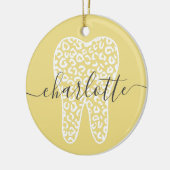 Aangepaste naam Dental Leopard Print Tooth Cadeau Keramisch Ornament (Links)