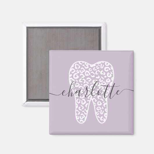 Aangepaste naam Dental Leopard Print Tooth Cadeau Magneet (Voorkant / Achterkant)