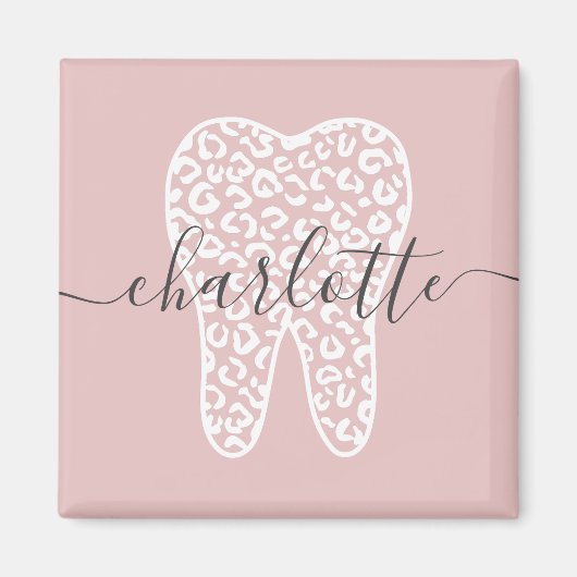 Aangepaste naam Dental Leopard Print Tooth Cadeau Magneet (Voorkant)