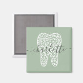 Aangepaste naam Dental Leopard Print Tooth Cadeau Magneet (Voorkant / Achterkant)