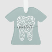 Aangepaste naam Dental Leopard Print Tooth Cadeau Ornament (achterkant)
